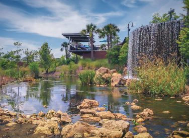 waterfall and infrastructure at Cascades Park